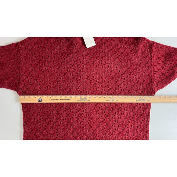 Wonderly Women's Long Sleeve Pointelle Mock Neck Tunic Sweater Red Size M - NWT - Picture 7 of 11